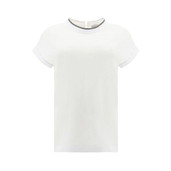 Brunello Cucinelli Tops - Brunello Cucinelli White Elastane Women's T-Shirt